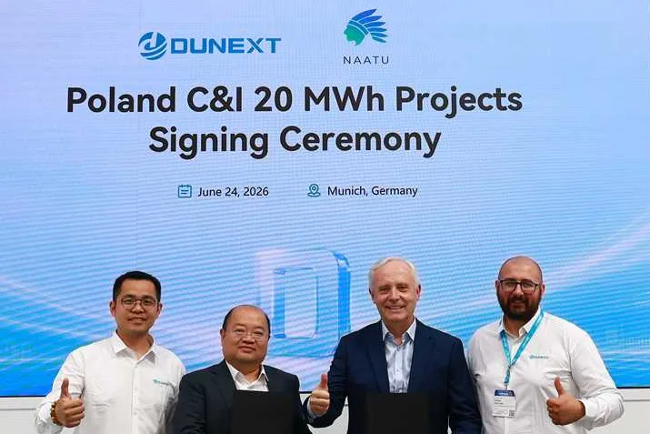 Podpisanie umowy z Dunext – projekty C&I 20 MWh w Polsce, Monachium, czerwiec 2026
